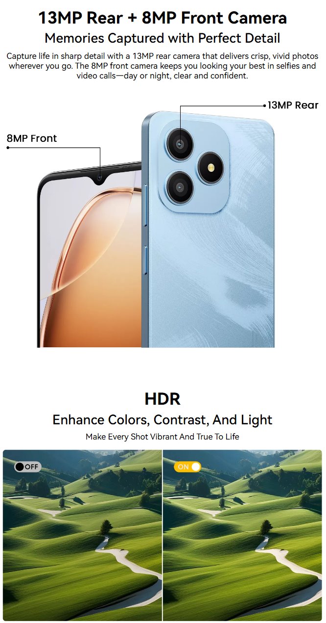 BLACKVIEW WAVE 9C LTE 6.56" RIPPLE BLUE,HD IPS 720x1612,4+64GB, T603 Octa Core 1.6GHz,8MP/13MP,5000mAh,Android 15