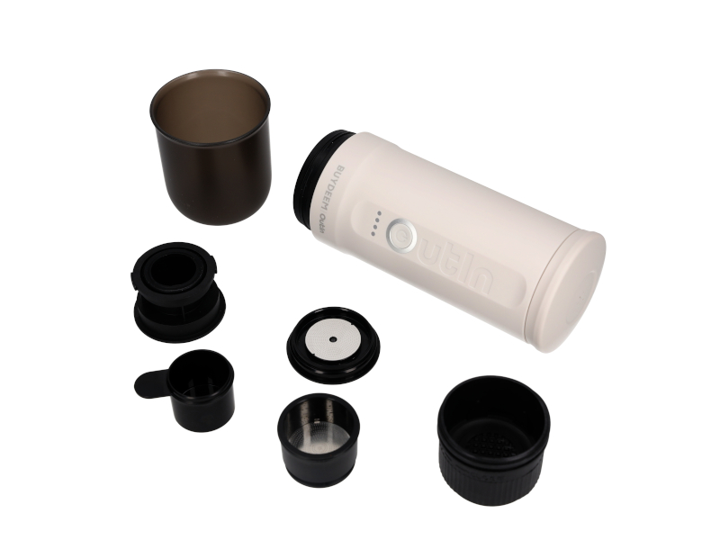 BUYDEEM Přenosné espresso Outin Nano - ovesná bílá, 80 ml, 20 bar, 92°C ohřátí vody, mletá káva nebo kapsle