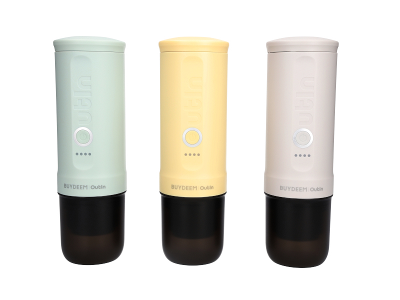 BUYDEEM Přenosné espresso Outin Nano - ovesná bílá, 80 ml, 20 bar, 92°C ohřátí vody, mletá káva nebo kapsle