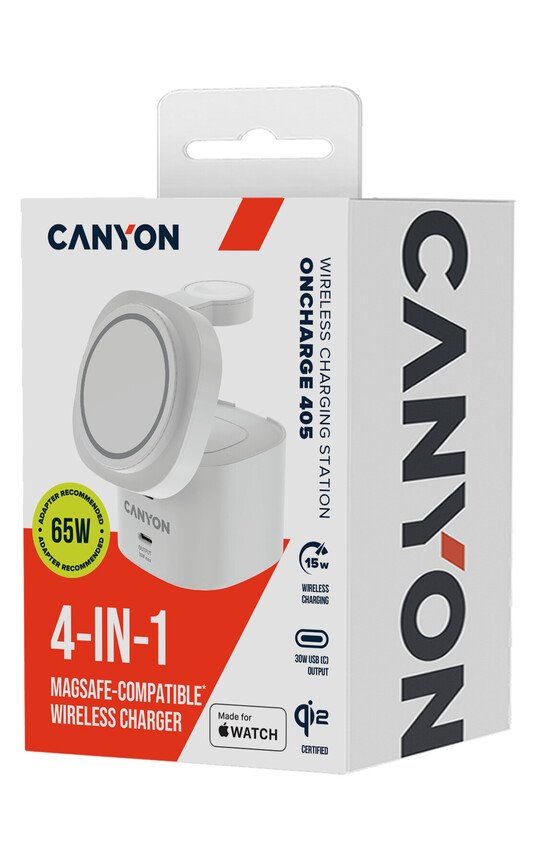 Canyon 4 in 1 Wireless Charging Stand OnCharge 405 qi2 ADAPTER, 30W White