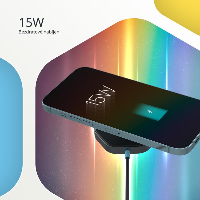 CANYON bezdrátová magnetická nabíjecka HEXAGON 110, 15W, Qi2 Dark Grey