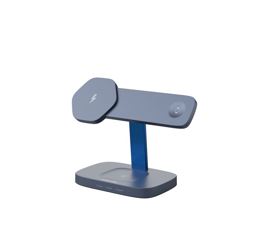 CANYON Bezdrátová nabíječka HEXAGON WCS-310 3in1 DarkGrey/Blue