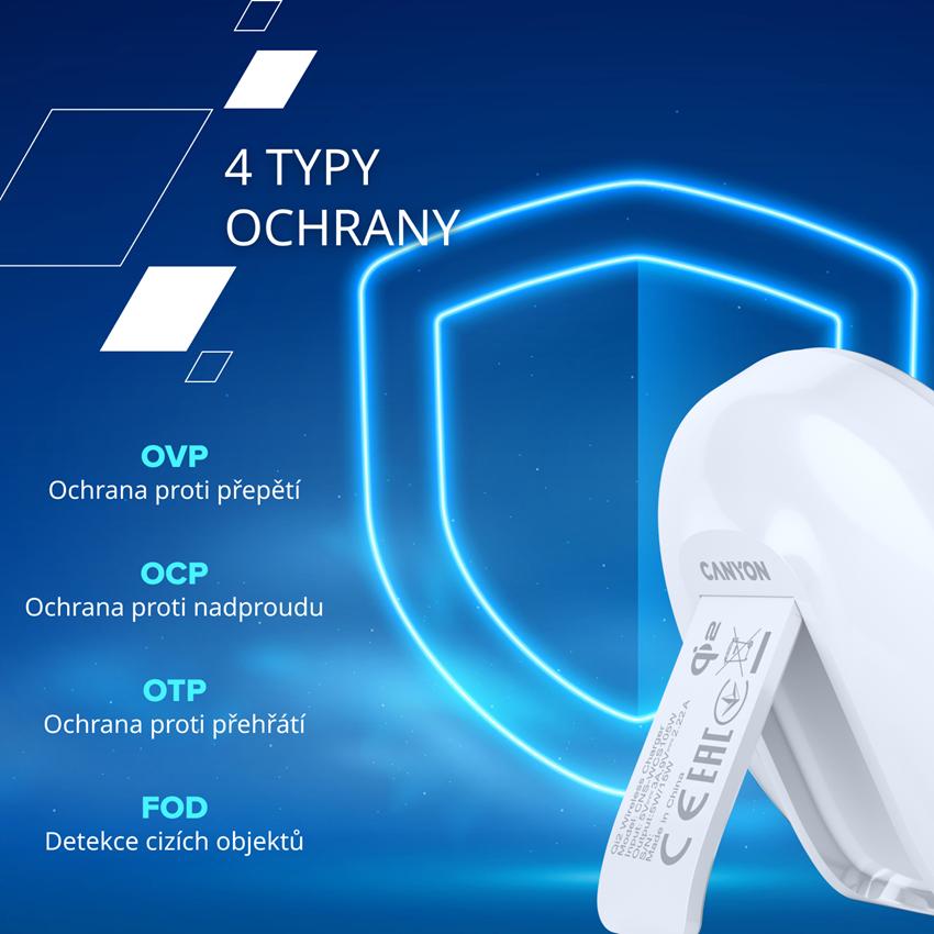 CANYON Bezdrátová nabíječka podložka WS-105 15W Qi2 White