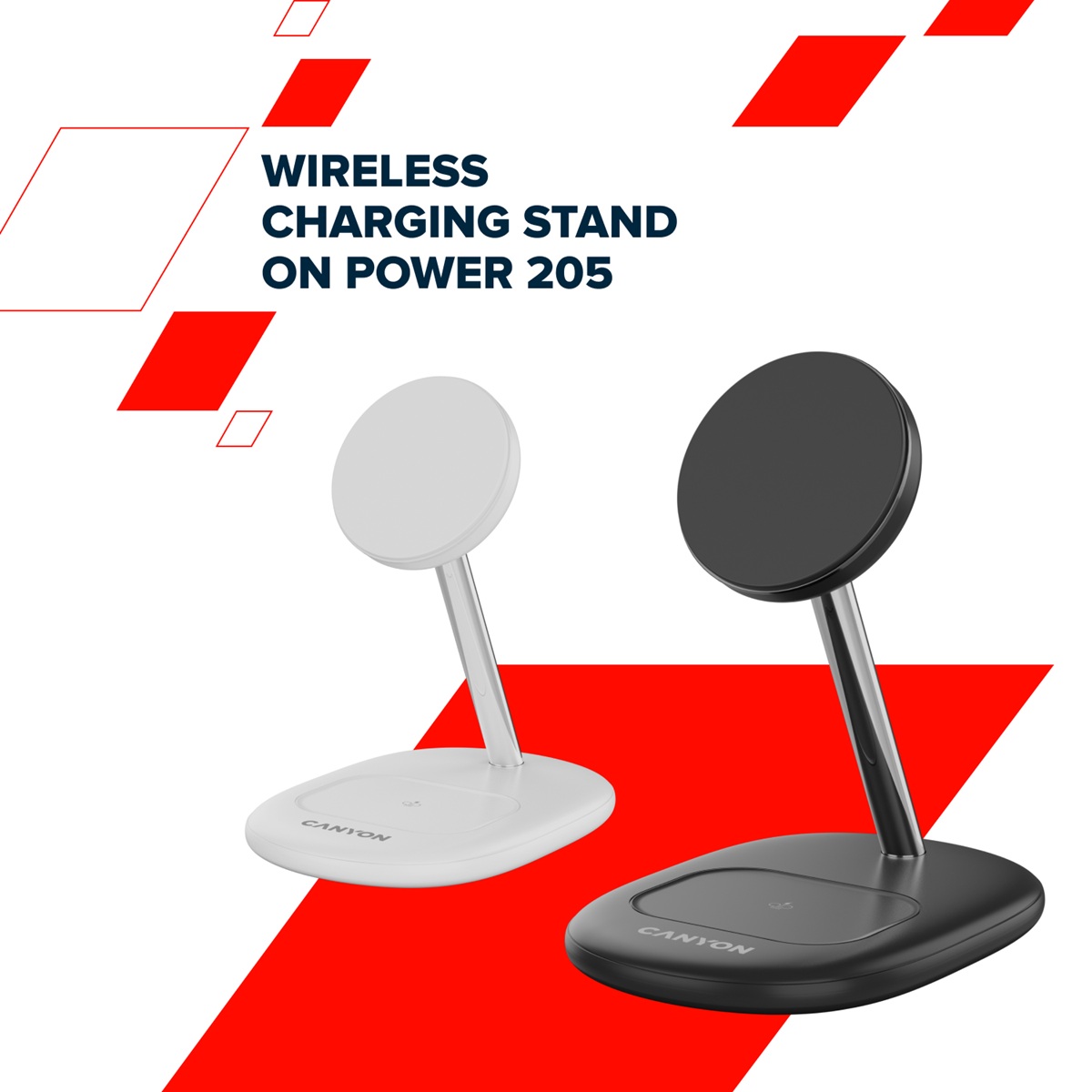 CANYON Bezdrátová nabíječka WCS-205 15W Qi2 2in1 Black