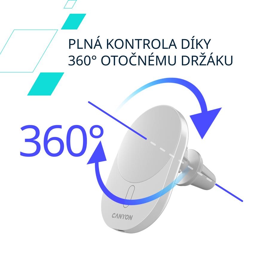 CANYON car charger OnGrip 105 15W Qi2 Wireless Black