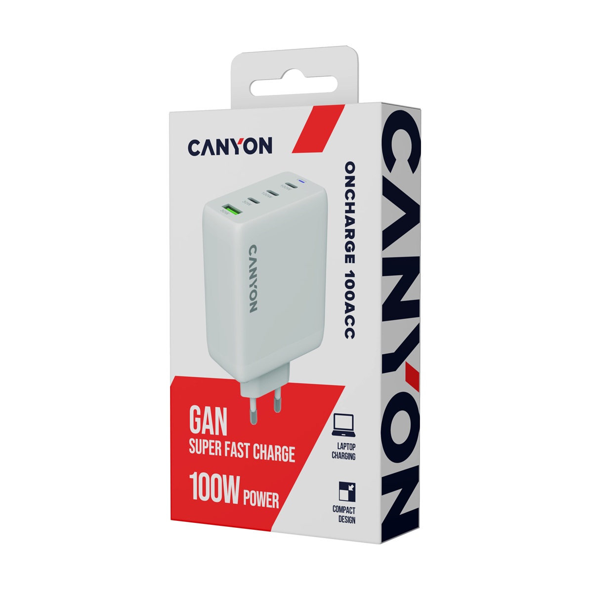 CANYON charger CU100ACC GaN 100W 3xPD 1xQC EU White