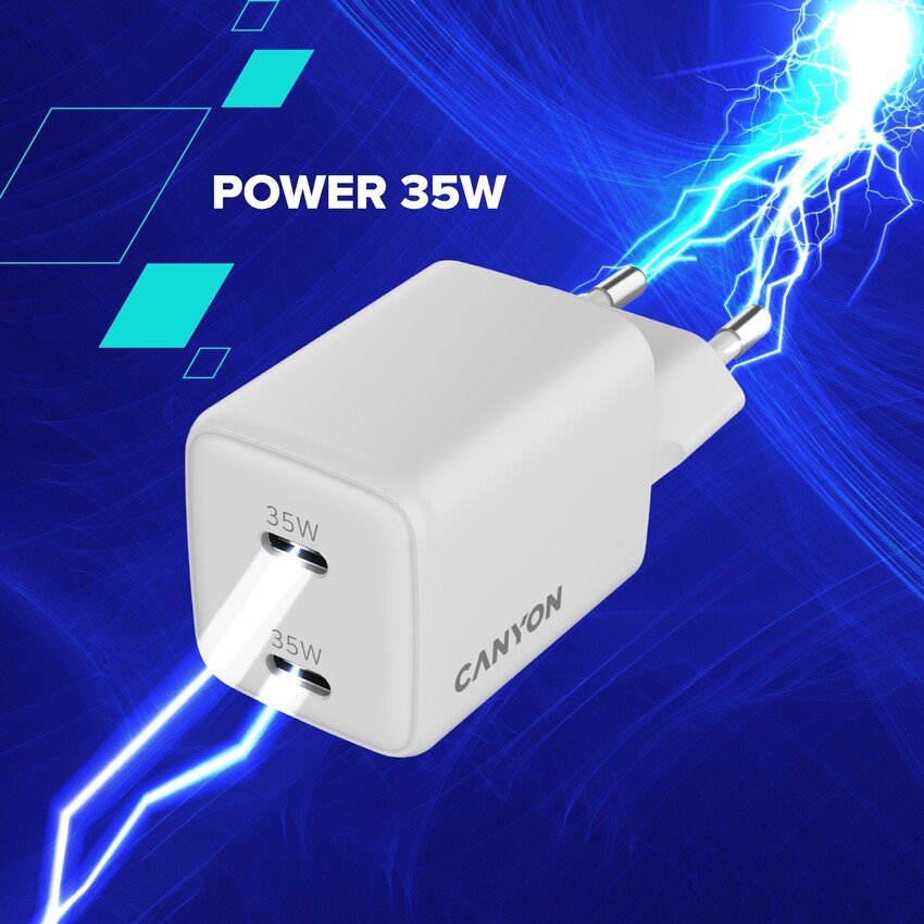 CANYON charger CU35CC GaN 35W 2xPD EU White
