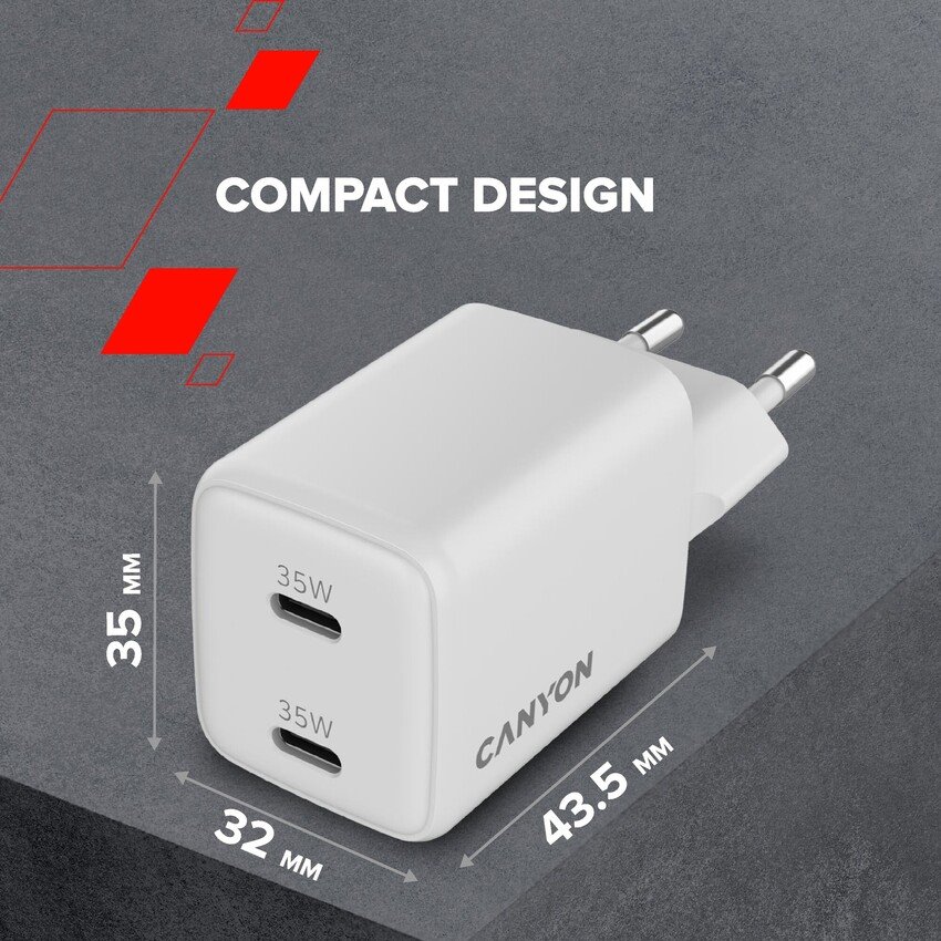 CANYON charger CU35CC GaN 35W 2xPD EU White