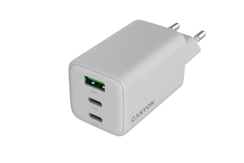 CANYON charger CU65ACC GaN 65W 2xPD 1xQC EU White
