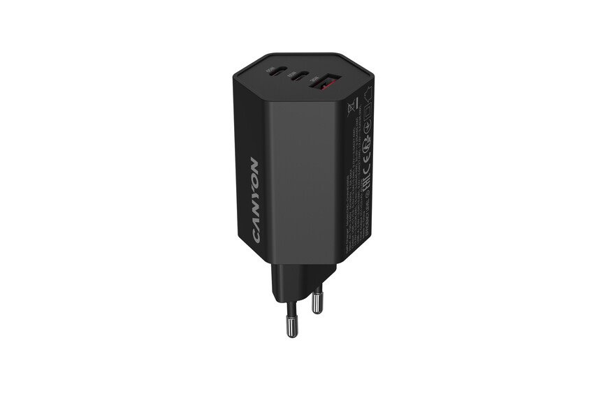 CANYON charger HEXAGON 65 GaN 65W 2xPD 1xQC EU Black