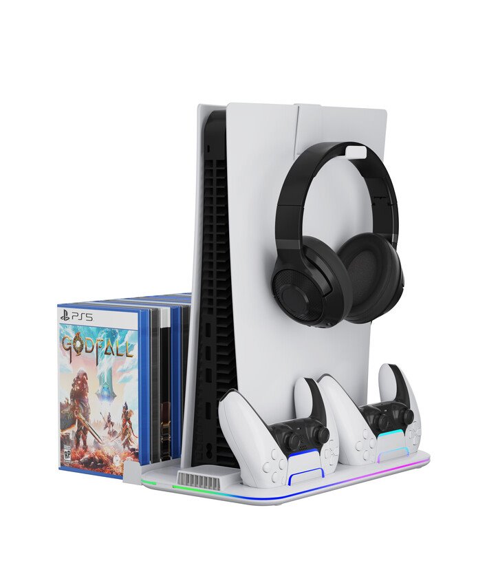 CANYON CS-51 chladící stojan pro PS5 Slim/PS5 Pro s RGB, nabíjecí, Bílá