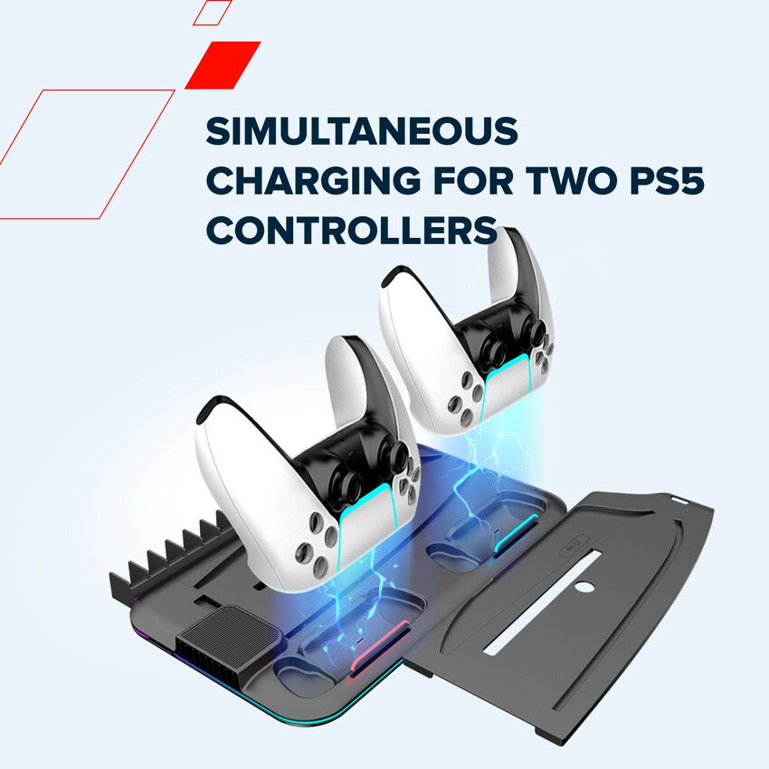 CANYON CS-51 chladící stojan pro PS5 Slim/PS5 Pro s RGB, nabíjecí, Bílá