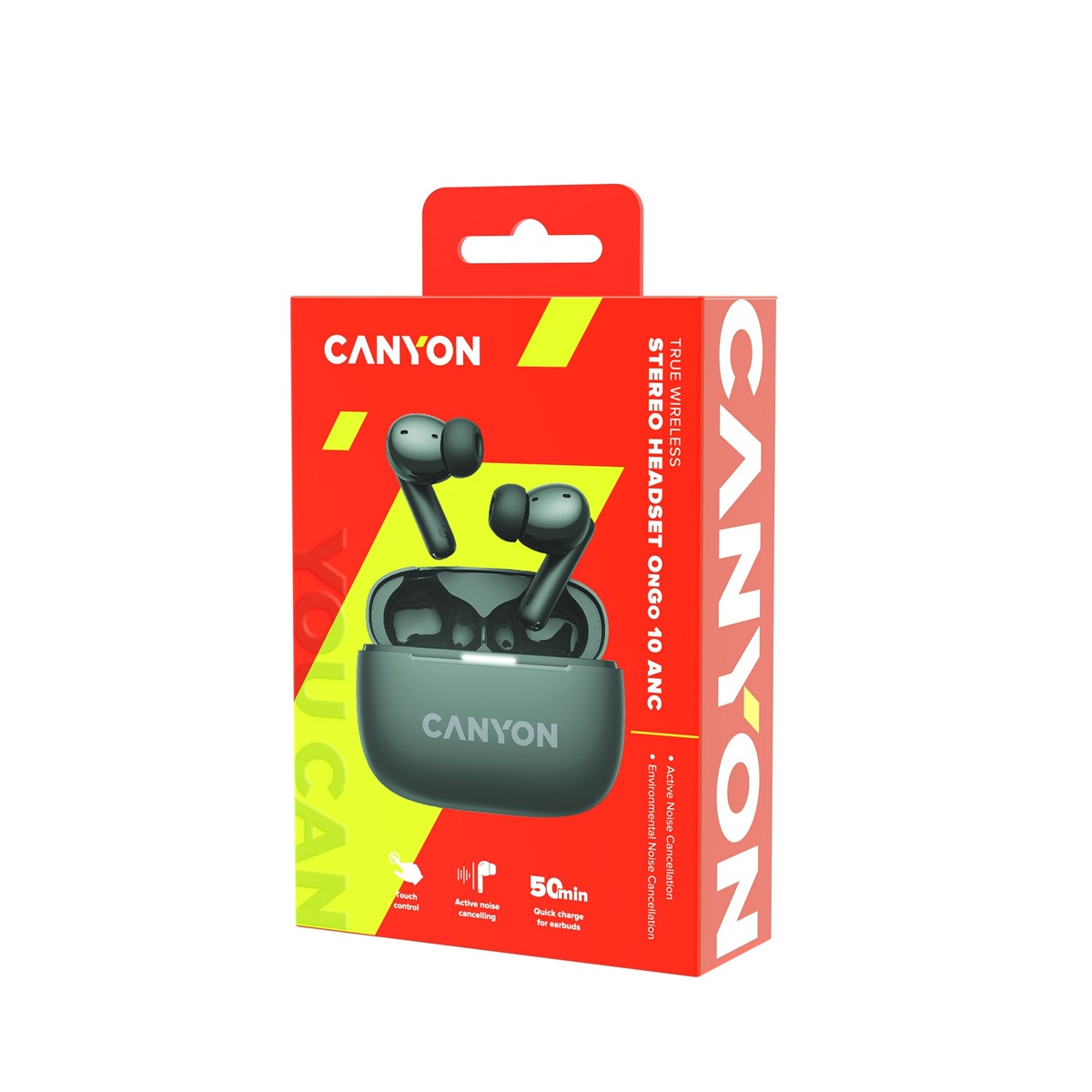 CANYON headset OnGo TWS-10 ANC+ENC, Šedá