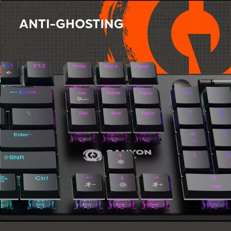 CANYON Herní klávesnice Cometstrike TLK GK-55, mechanická, drátová, multimediální, podsvícená, 105 kláves, CS layout