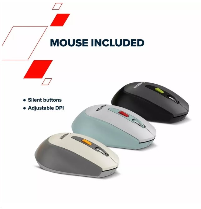 CANYON HSET-W5 bezdrátový SET CS klávesnice + optická myš, 2,4 Ghz, 105 kláves, bílý