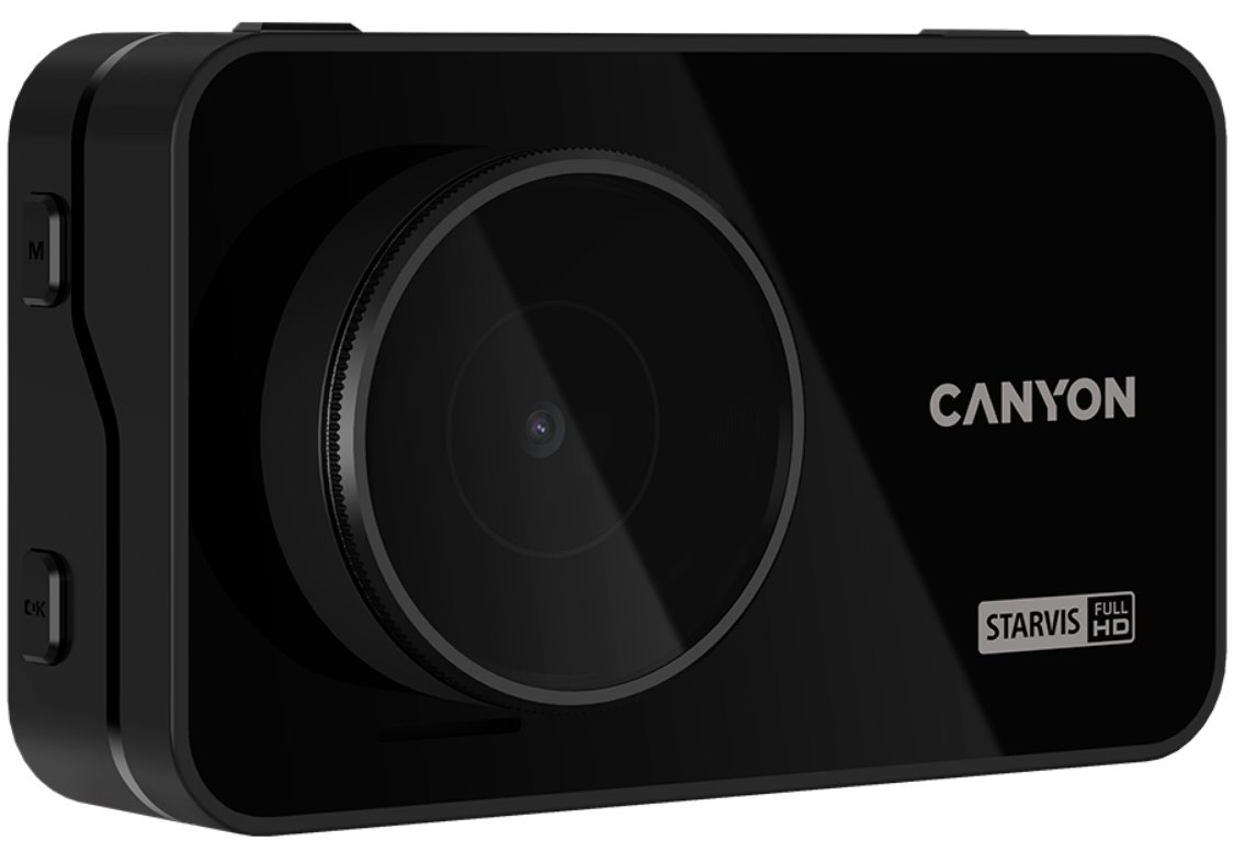 CANYON kamera do auta DVR25GPS,WQHD@60fps,CMOS sensor Sony,úhel 140°,Wi-Fi,USB-C,detekce pohybu,noční vidění