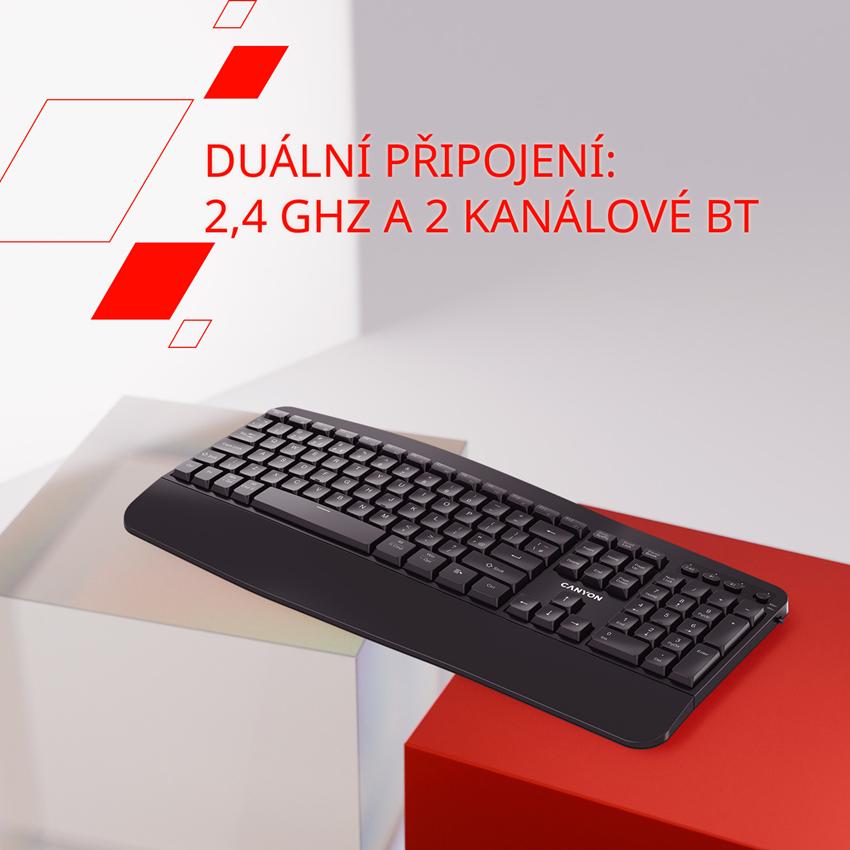 CANYON klasická USB klávesnice, omývatelná, černá