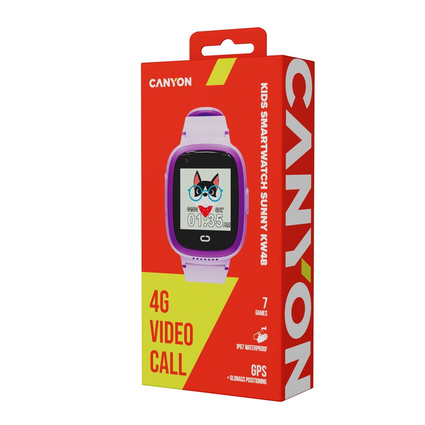 CANYON kids watch Sunny KW-48 Video 4G GPS Games&Music Violet