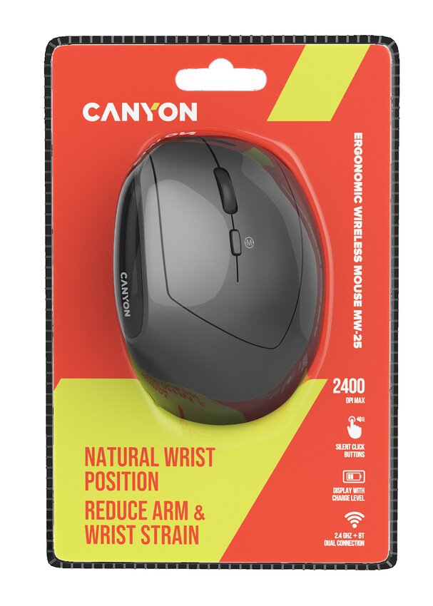 CANYON mouse MW-25 Ergonomic LED AA Dual mode Wireless Black