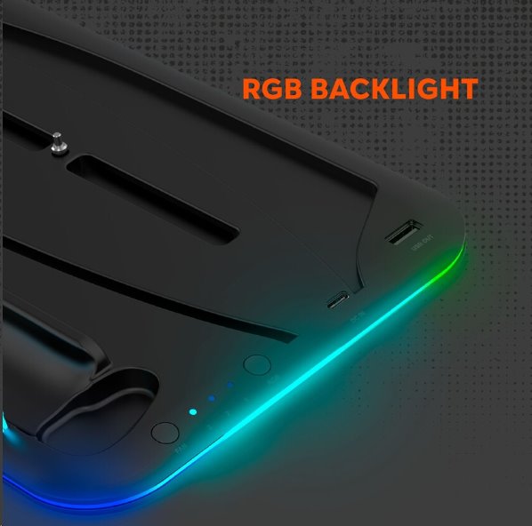 CANYON multifunkční chladící stojan pro PS5, nabíjení 2 PS5 ovladačů, RGB podsvícení, bílý