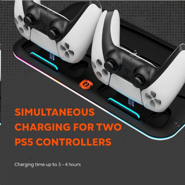 CANYON multifunkční chladící stojan pro PS5, nabíjení 2 PS5 ovladačů, RGB podsvícení, bílý