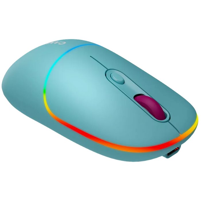 CANYON myš optická bezdrátová MW-22, RGB, 800/1200/1600 dpi, 4 tl, BT+2,4GHz, baterie 650mAh, dark cyan