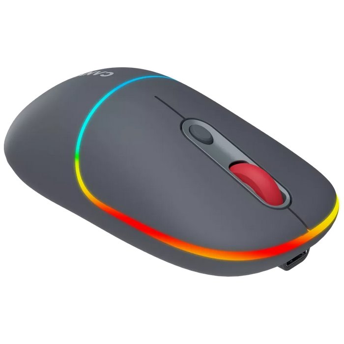 CANYON myš optická bezdrátová MW-22, RGB, 800/1200/1600 dpi, 4 tl, BT+2,4GHz, baterie 650mAh, dark grey