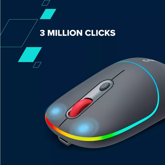 CANYON myš optická bezdrátová MW-22, RGB, 800/1200/1600 dpi, 4 tl, BT+2,4GHz, baterie 650mAh, dark grey