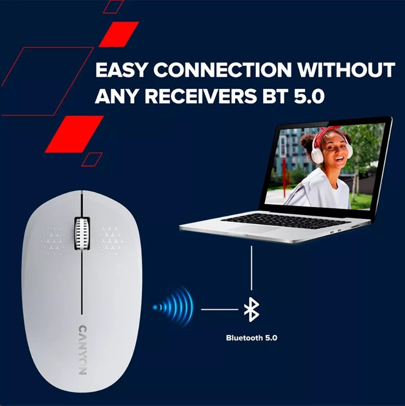 CANYON myš optická bezdrátová MW-4, 1200 dpi,3 tl., Bluetooth, AA baterie, černá