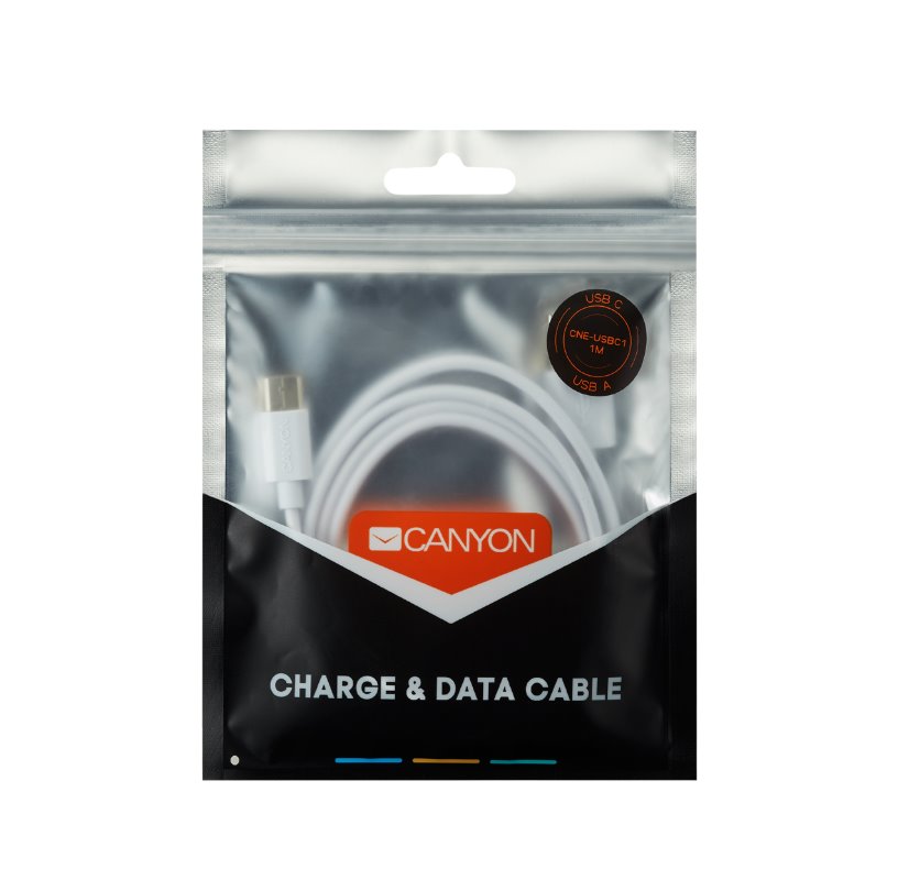CANYON Nabíjecí kabel USB-C – USB 2.0, 1 m, bílá