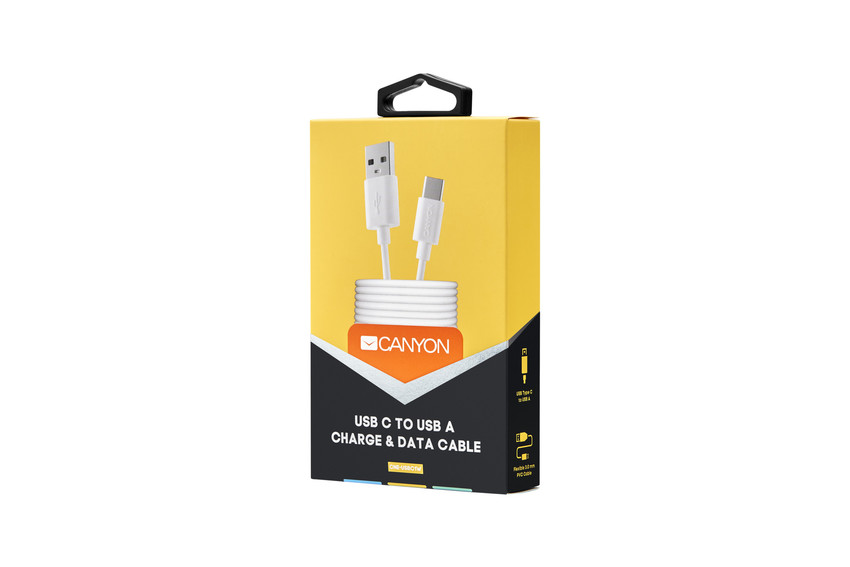 CANYON Nabíjecí kabel USB-C – USB 2.0, 1 m, bílá
