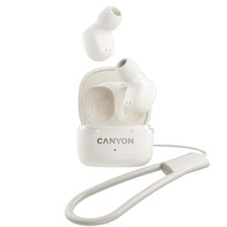 CANYON OnGO 4 Mini TWS BT sluchátka s mikrofonem, BT V5.3 JL 6983D2, pouzdro 180mAh+30mAh až 24h, béžová