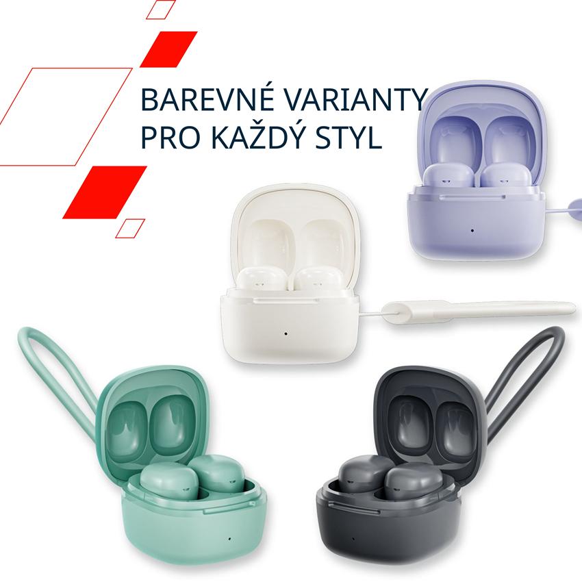 CANYON OnGO 4 Mini TWS BT sluchátka s mikrofonem, BT V5.3 JL 6983D2, pouzdro 180mAh+30mAh až 24h, šedá