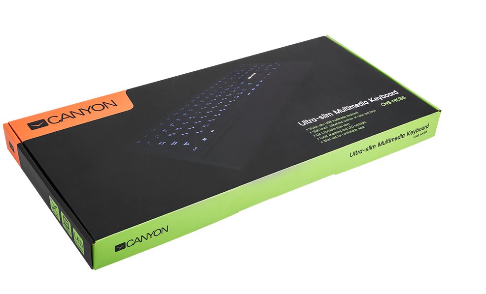 CANYON podsvícená pogumovaná USB klávesnice, tenká
