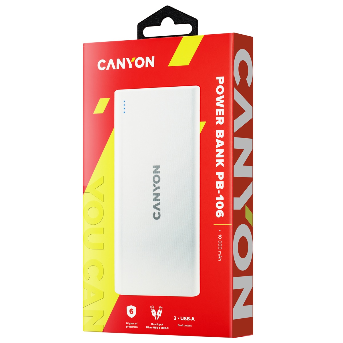 CANYON Power Bank PB-106W,10000mAh,bílá