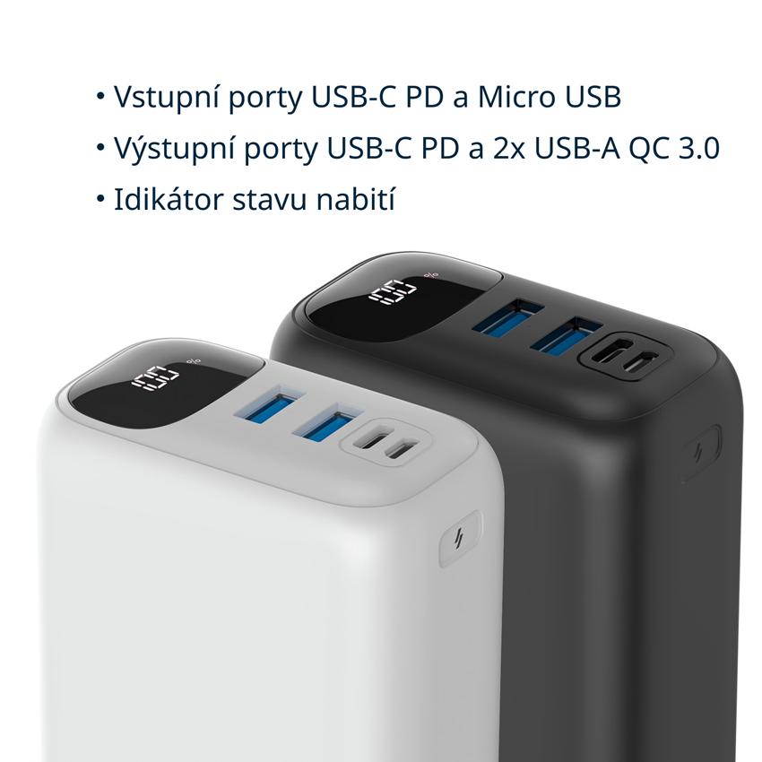 CANYON Power Bank PB-301, 30000mAh, černá