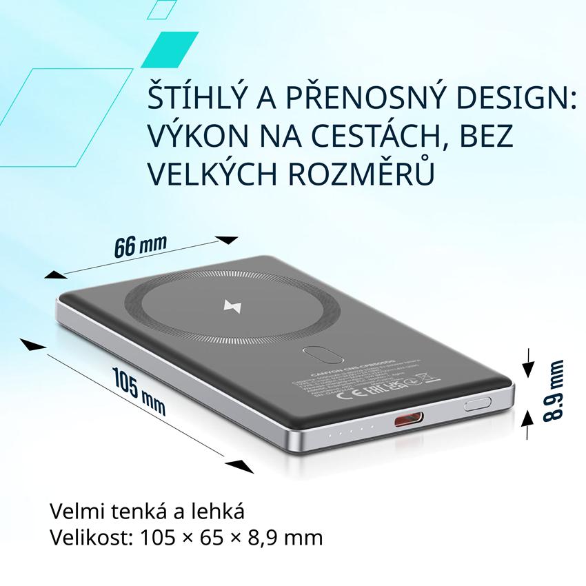 CANYON Power bank PB-505 slim Magsafe 5000 mAh PD20W Dark Grey