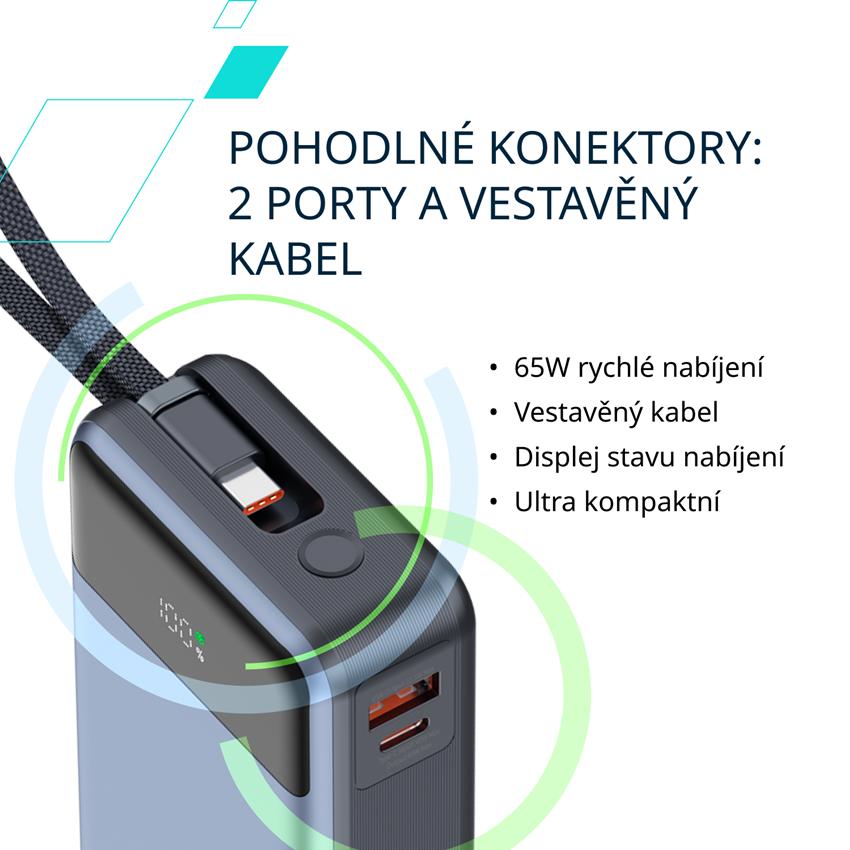 CANYON Power Bank PB-600, 20000mAh PD65W, dark grey