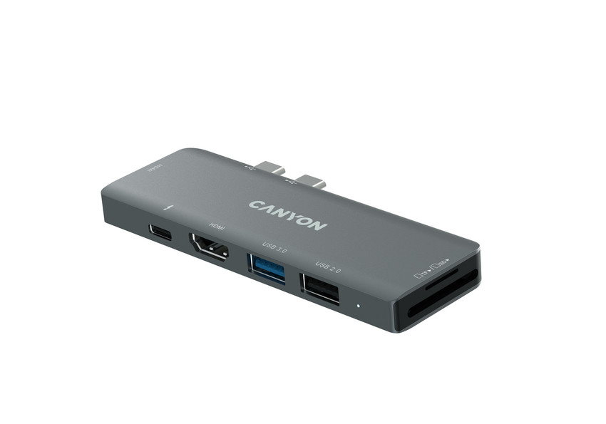 CANYON replikátor portů DS-5B, 7v1, pro Apple Mackbook s Thunderbolt 3 (USB-C 100W)