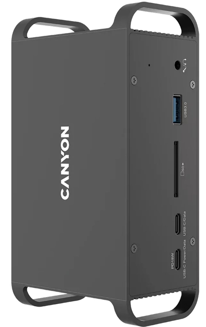 CANYON replikátor portů DS-95 14v1,4xUSB-C PD 18W,2xHDMI (4K@60Hz),2xUSB-A 3.0,2xUSB-A 2.0, RJ45 Gb,card reader,3.5mm