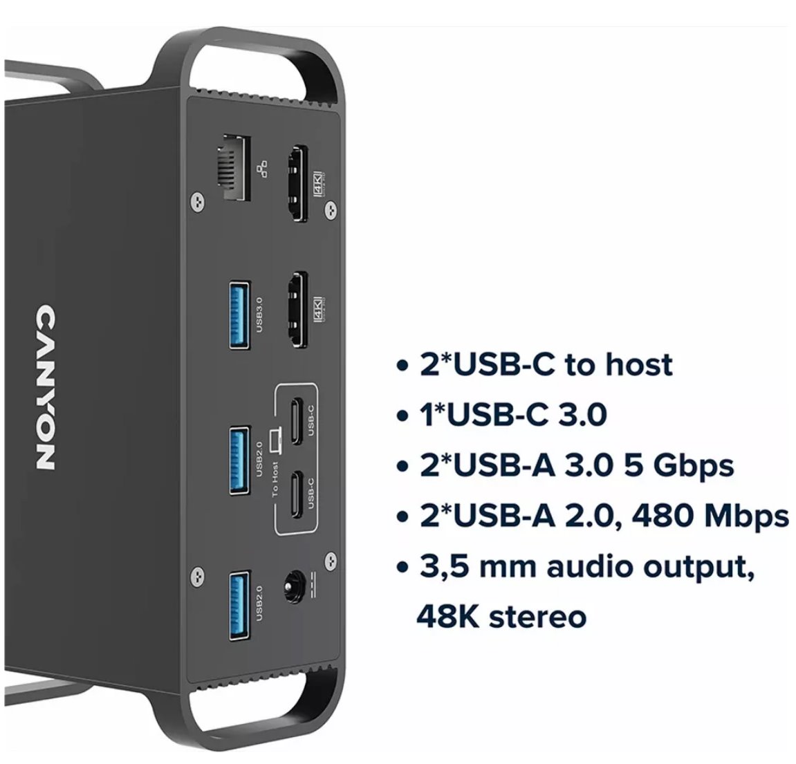 CANYON replikátor portů DS-95 14v1,4xUSB-C PD 18W,2xHDMI (4K@60Hz),2xUSB-A 3.0,2xUSB-A 2.0, RJ45 Gb,card reader,3.5mm