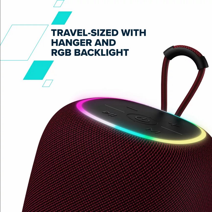 CANYON reproduktor BSP-8, RGB, BT V5.2, BLUETRUM AB5362B, 1x10W, USB-C, USB-A, microSD, AUX, černá