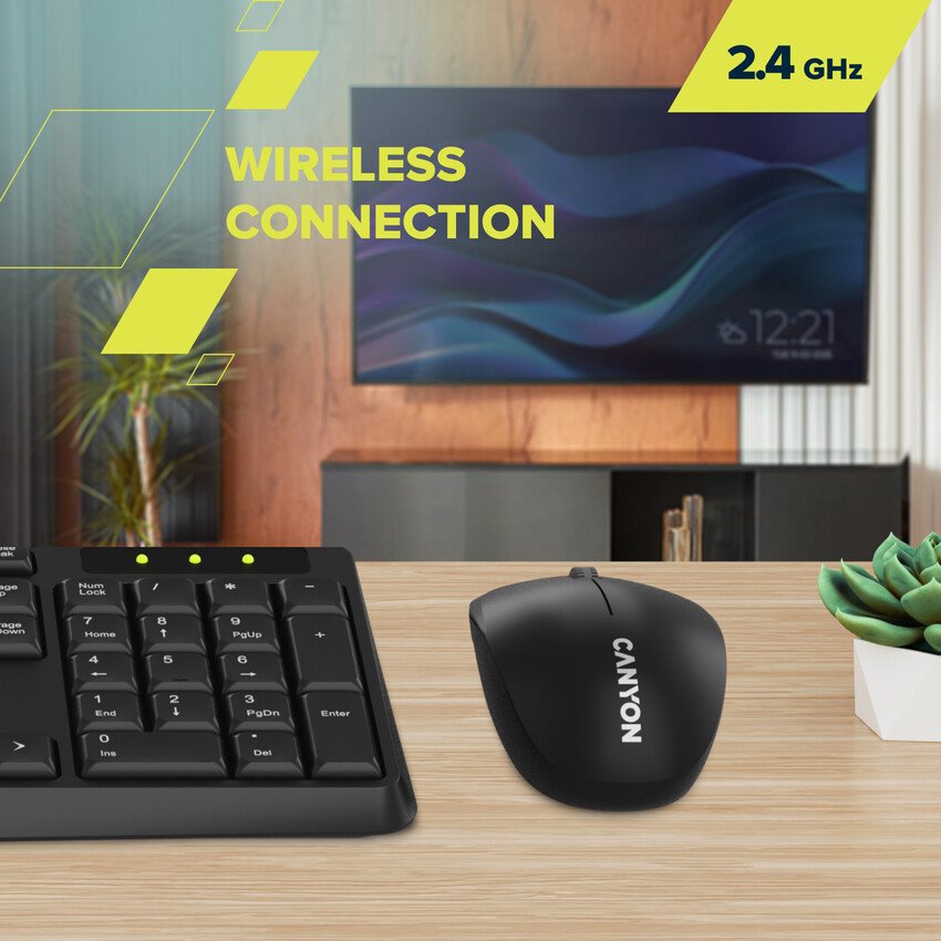 CANYON SET-W01 EN/CS Keyboard+Mouse Wireless Black