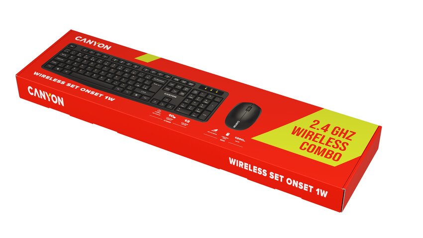 CANYON SET-W01 EN/CS Keyboard+Mouse Wireless Black
