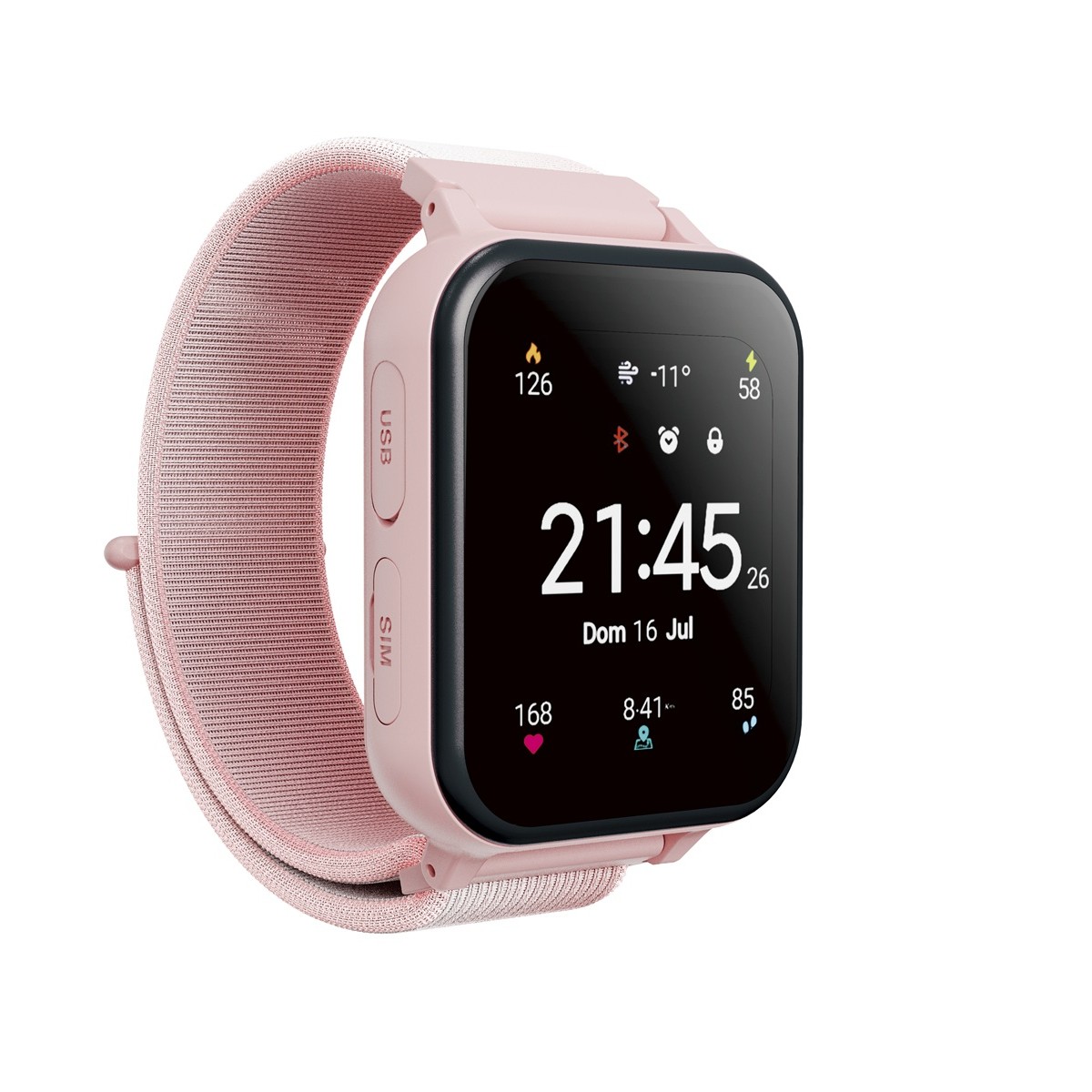 CANYON smart hodinky Alfie KW-37 PINK, 1,69" IPS, IP66, Nano-SIM, obousměrné volání, 16 her, 512MB, MP3 Study&Game