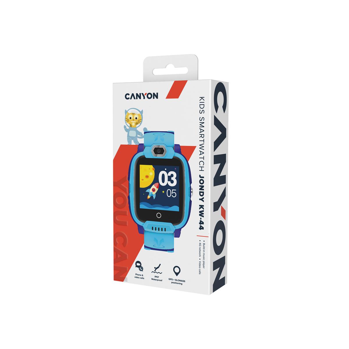 CANYON smart hodinky Jondy KW-44 BLUE, ,1.44", 4G, GPS tracking, SOS tl., 512MB, 700mAh, IP67