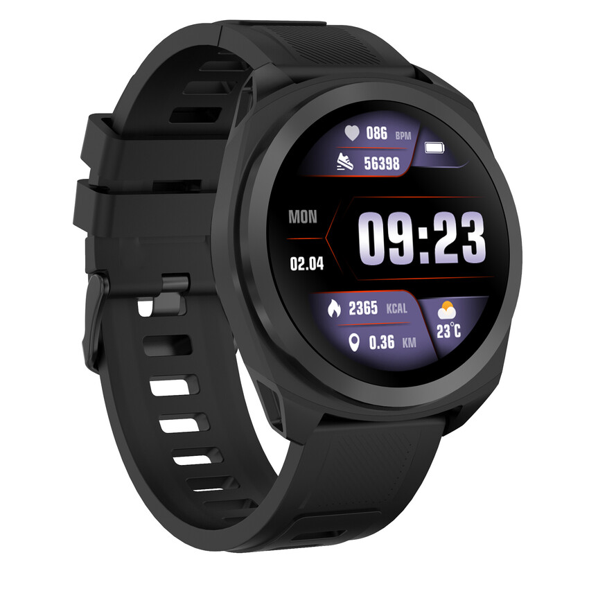 CANYON smart hodinky Maverick SW-83 Black, 1,32" IPS displej, GPS, 128 multi-sport, IP68, Android/iOS