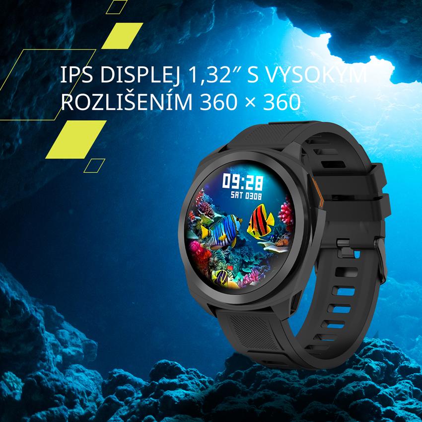 CANYON smart hodinky Maverick SW-83 Black, 1,32" IPS displej, GPS, 128 multi-sport, IP68, Android/iOS