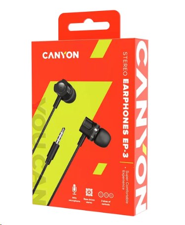 CANYON stereo sluchátka SEP-3, špunty do uší, černo - tmavě šedá