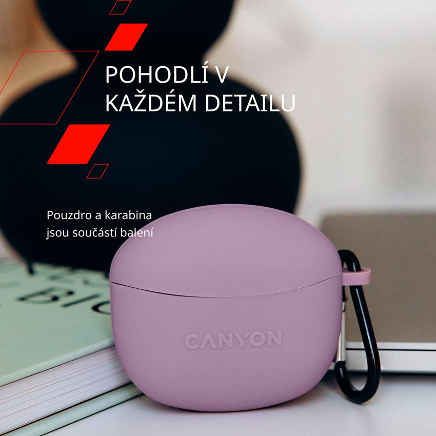 CANYON TWS-5 BT sluchátka s mikrofonem, BT V5.3 JL 6983D4, pouzdro 500mAh+40mAh až 38h, olivová
